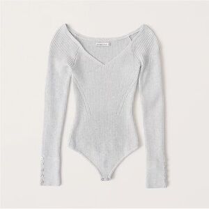 Abercrombie & Fitch Light Gray Ribbed Bodysuit